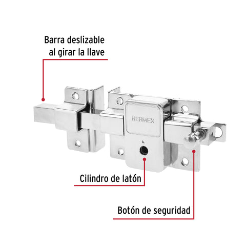 Cerradura de barra fija, llave tetra, izquierda, blíster | CB-50IB | 43511