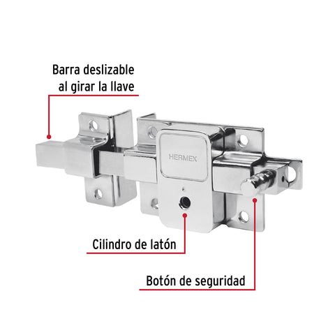 Cerradura de barra fija, llave tetra, izquierda, HERMEX | CB-50I | 43512