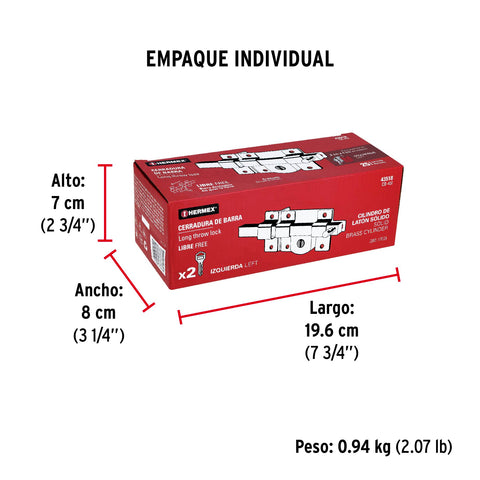 Cerradura de barra libre, izquierda, HERMEX | CB-45I | 43518