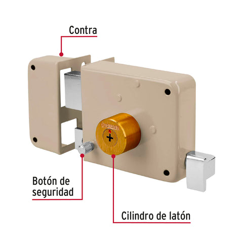 Cerradura sobreponer izquierda clásica, llave tetra, caja | CS-80I | 43530