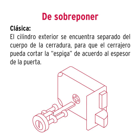 Cerradura sobreponer izquierda clásica, llave tetra, blíster | CS-80IB | 43531