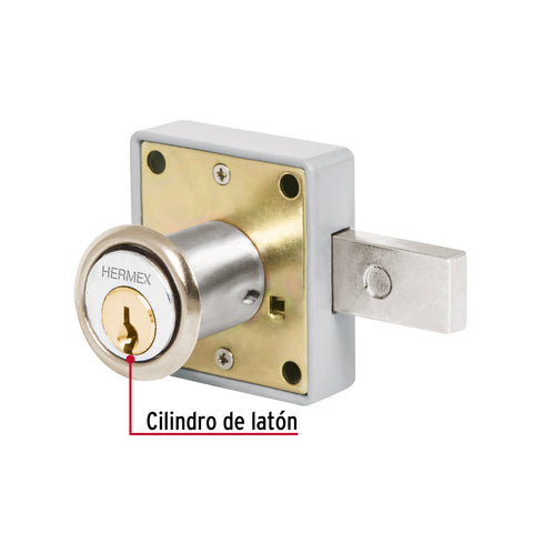 Cerradura para mueble, modelo 26, cromo, HERMEX | CM-26C | 43560