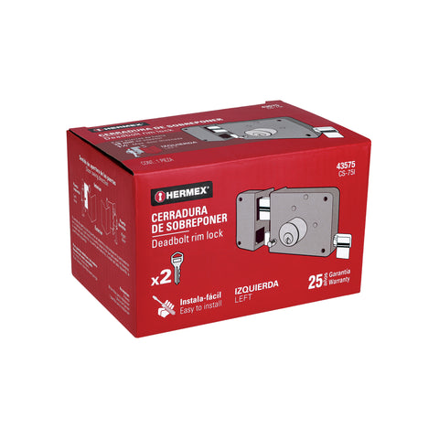 Cerradura sobreponer izq instala-fácil, tradicional, caja | CS-75I | 43575