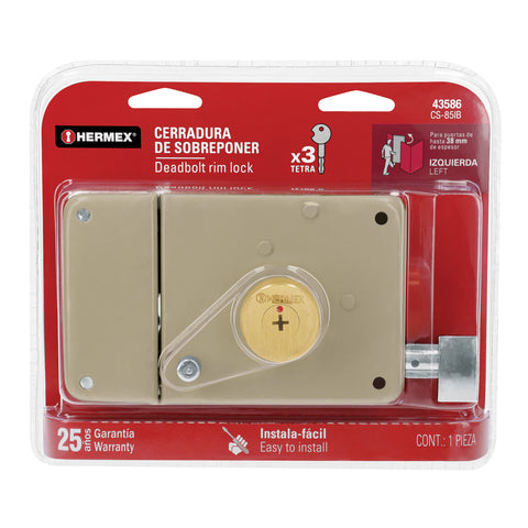 Cerradura sobreponer izq instala-fácil, llave tetra, blíster | CS-85IB | 43586