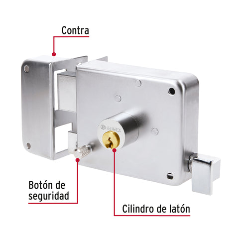 Cerradura sobreponer izq instala-fácil, cromada, tradicional | CS-75IC | 43589