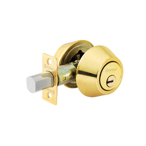 Cerrojo llave-llave latón brillante, llave de puntos, HERMEX | CERO-12 | 43592