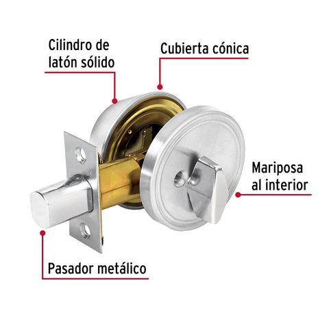 Cerrojo llave-mariposa cromo mate, llave de puntos, HERMEX | CERO-31 | 43601