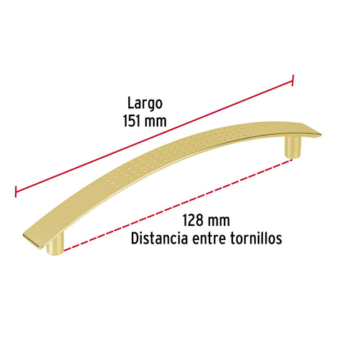 Jaladera de 128mm, línea Contempo latón brillante, HERMEX | JAL-0122 | 43610
