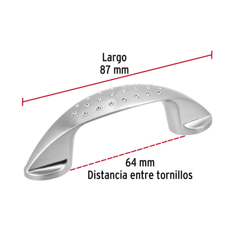 Jaladera de 64mm, línea Elipse, níquel, HERMEX | JAL-1211 | 43619