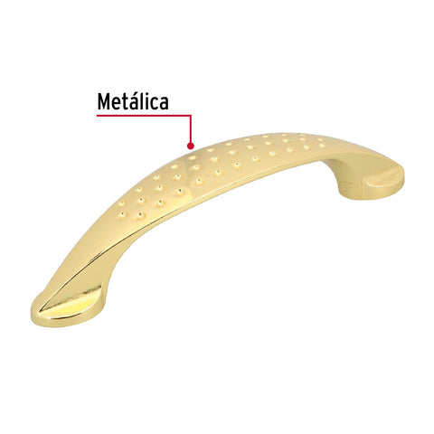 Jaladera de 96mm, línea Elipse, latón brillante, HERMEX | JAL-1222 | 43623