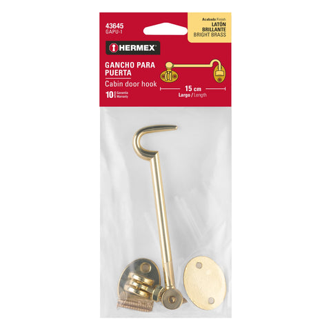 Gancho latonado para puerta, HERMEX | GAPU-1 | 43645