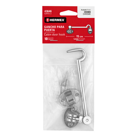 Gancho cromado para puerta, HERMEX | GAPU-3 | 43646