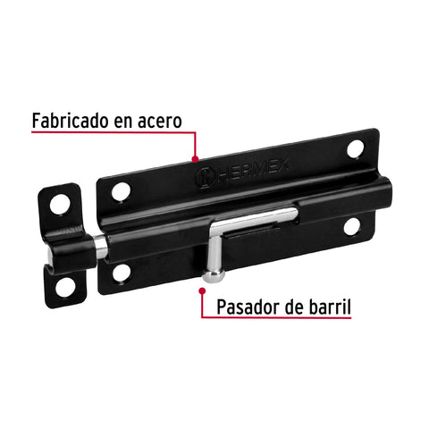 Pasador de barril 5' de acero acabado negro, HERMEX | PAS-56 | 43696