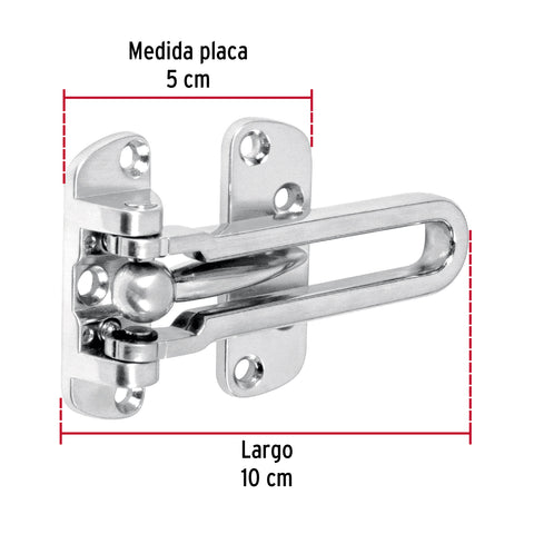 Pasador abatible para puerta, acabado cromo mate, HERMEX | PAAB-3 | 43703