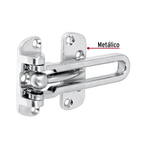 Pasador abatible para puerta, acabado cromo mate, HERMEX | PAAB-3 | 43703