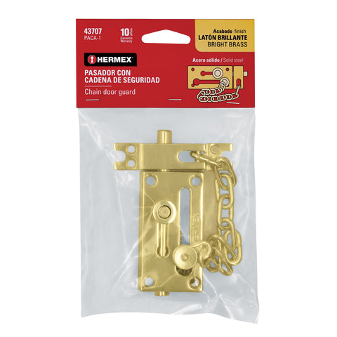Pasador con cadena para puerta, acabado latón, HERMEX | PACA-1 | 43707