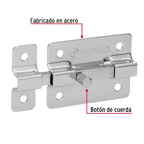 Pasador de barra plana 2' acabado cromo, HERMEX | PAC-35 | 43713