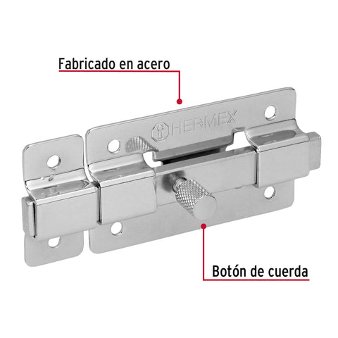 Pasador de barra plana 3' acabado cromo, HERMEX | PAC-36 | 43714