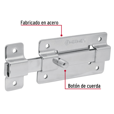 Pasador de barra plana 4' acabado cromo, HERMEX | PAC-37 | 43720