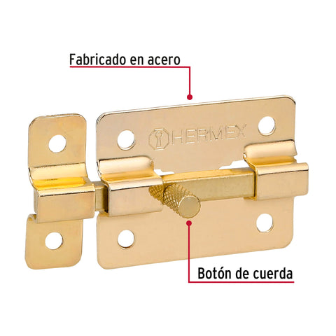 Pasador de barra plana 2' acabado latón, HERMEX | PAL-35 | 43724