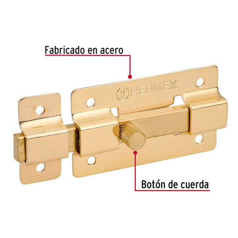 Pasador de barra plana 3' acabado latón, HERMEX | PAL-36 | 43725