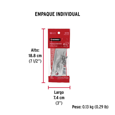 Portacandado de acero zincado 4-1/2', HERMEX | POCZ-450 | 43746
