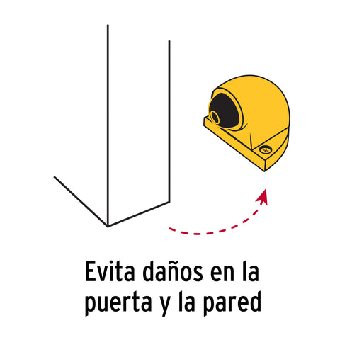 Tope tipo codo para puerta, acabado latón brillante, HERMEX | TOCO-1 | 43771