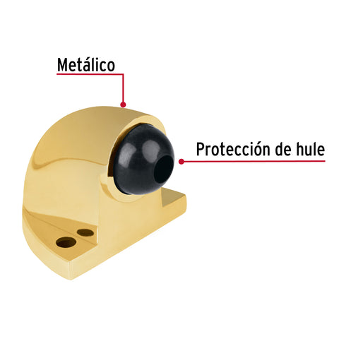 Tope tipo codo para puerta, acabado latón brillante, HERMEX | TOCO-1 | 43771