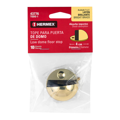 Tope tipo domo para puerta, acabado latón brillante, HERMEX | TODO-1 | 43776