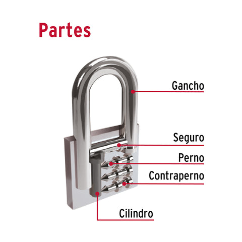 Candado de hierro 32 mm gancho corto en blíster, HERMEX | CHB-32 | 43792
