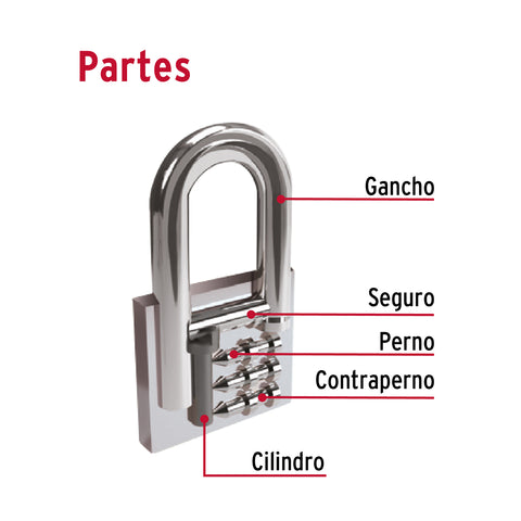 Candado de hierro 32 mm gancho largo en blíster, HERMEX | CHB-32L | 43794