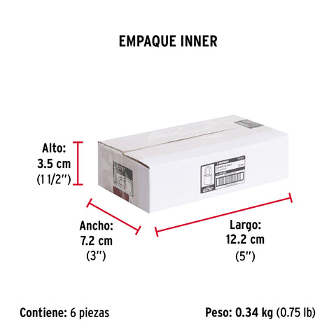 Candado de hierro 25 mm gancho largo en caja, HERMEX | CH-25L | 43797