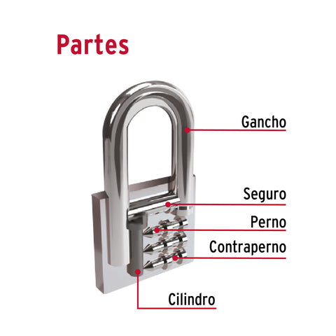 Candado de hierro 25 mm gancho largo en blíster, HERMEX | CHB-25L | 43798