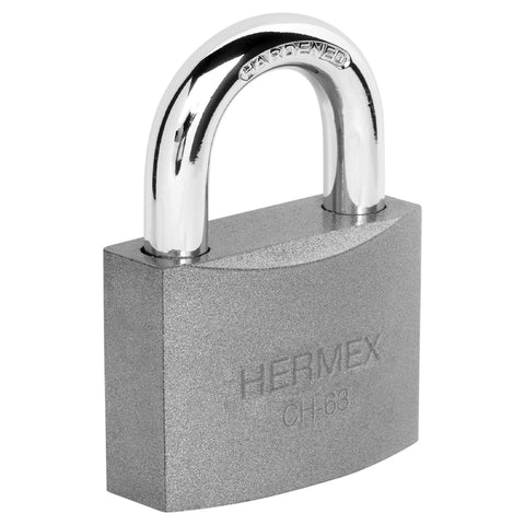 Candado de hierro 63 mm gancho corto en blíster, HERMEX | CHB-63 | 43803