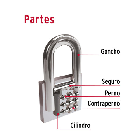Candado de hierro 63 mm gancho corto en blíster, HERMEX | CHB-63 | 43803