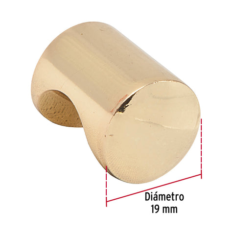 Perilla metálica estilo 'Cilindro', latón brillante, HERMEX | PER-032 | 43808