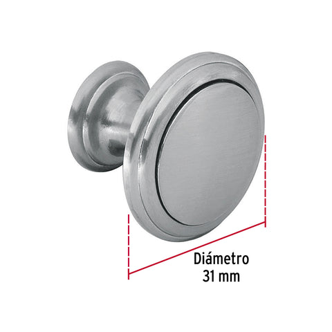 Perilla metálica estilo 'Moderno', níquel satinado, HERMEX | PER-071 | 43811