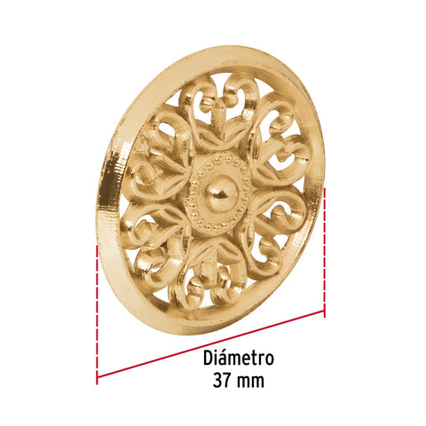 Perilla metálica estilo 'Colonial', latón brillante, HERMEX | PER-052 | 43816
