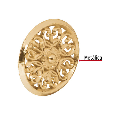 Perilla metálica estilo 'Colonial', latón brillante, HERMEX | PER-052 | 43816