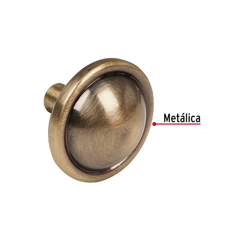 Perilla metálica estilo 'Barroco', latón antiguo, HERMEX | PER-043 | 43819