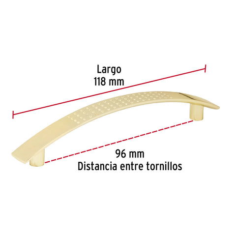 Jaladera de 96mm, línea Contempo, latón brillante, HERMEX | JAL-0121 | 43822