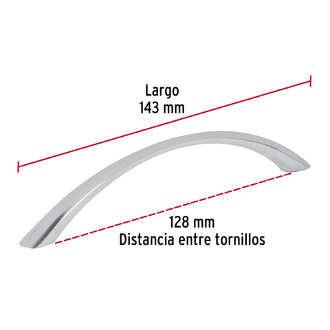 Jaladera de 128mm, línea Arco, níquel, HERMEX | JAL-0212 | 43823