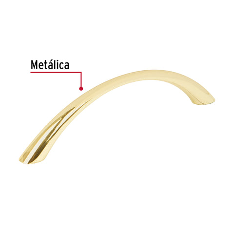 Jaladera de 96mm, línea Arco, latón brillante, HERMEX | JAL-0221 | 43826