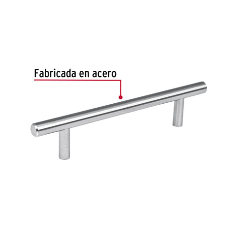 Jaladera de acero, 128mm, línea Cilindro, níquel, HERMEX | JAL-0312 | 43827