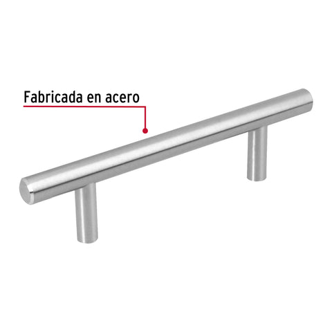 Jaladera de acero, 96mm, línea Cilindro, níquel, HERMEX | JAL-0311 | 43828