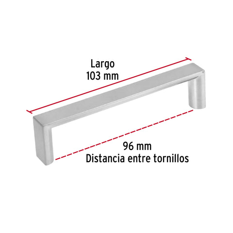 Jaladera de 96mm, línea Andamio, níquel, HERMEX | JAL-0911 | 43901