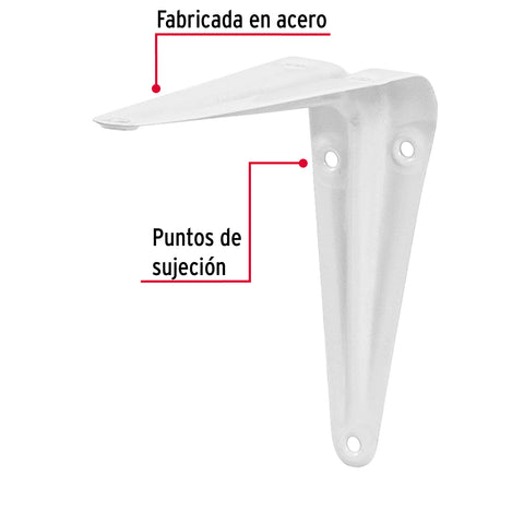 Ménsula de acero blanca 4 x 5', FIERO | ME-5B | 44000