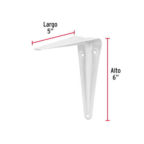 Ménsula de acero blanca 5 x 6', FIERO | ME-6B | 44003