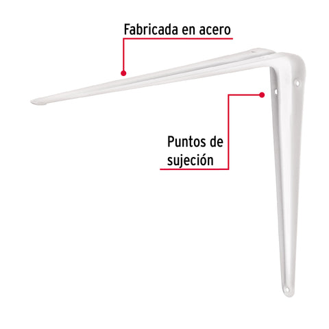 Ménsula de acero blanca 10 x 12', FIERO | ME-12B | 44012