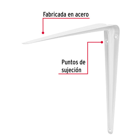 Ménsula de acero blanca 12 x 14', FIERO | ME-14B | 44014